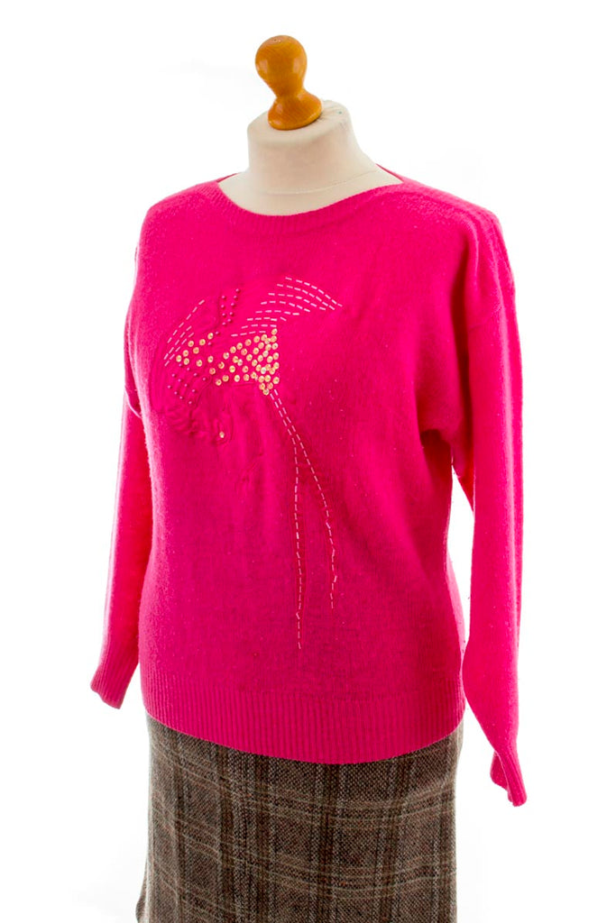 Vintage Pullover pink Vogel Wolle