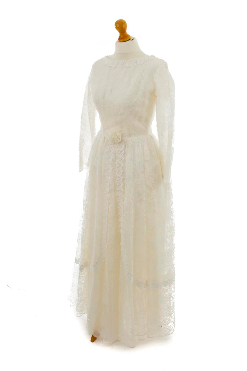 60er Brautkleid weiß Spitze