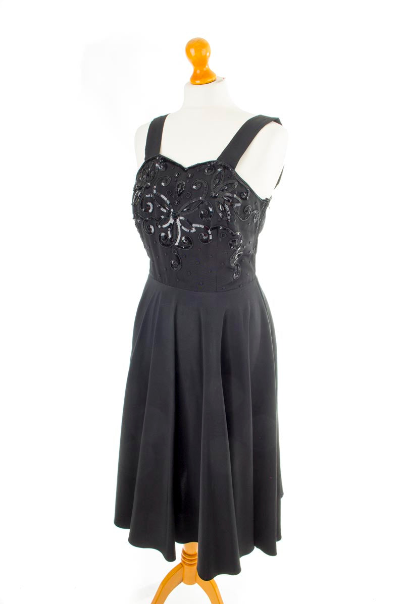 50er Abendkleid schwarz Pailletten