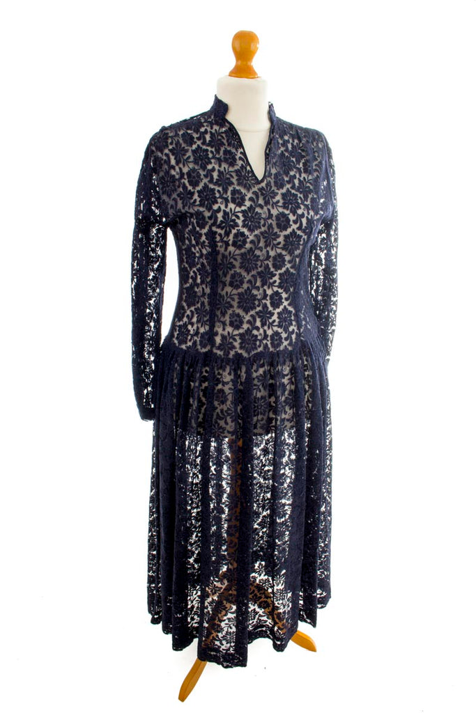 Vintage Kleid blau Spitze