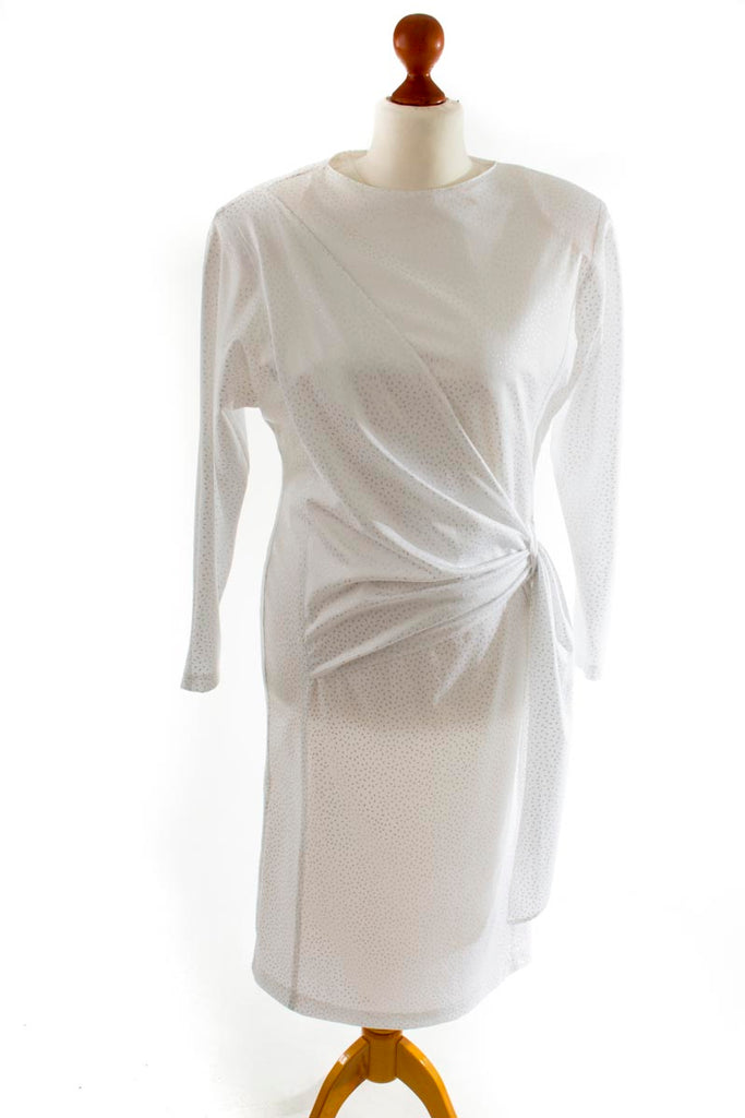 80er Disco Kleid weiß silber