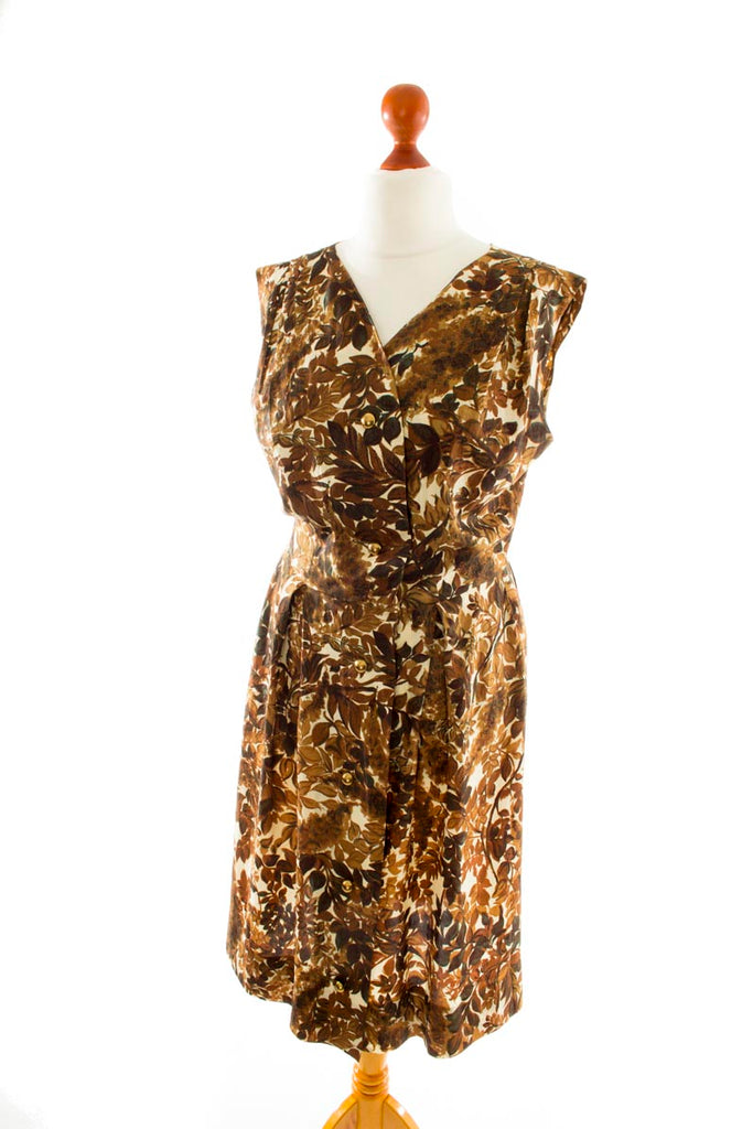 Vintage 50er Kleid braun seidig