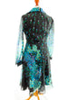 70er Disco Kleid schwarz blau Blumen