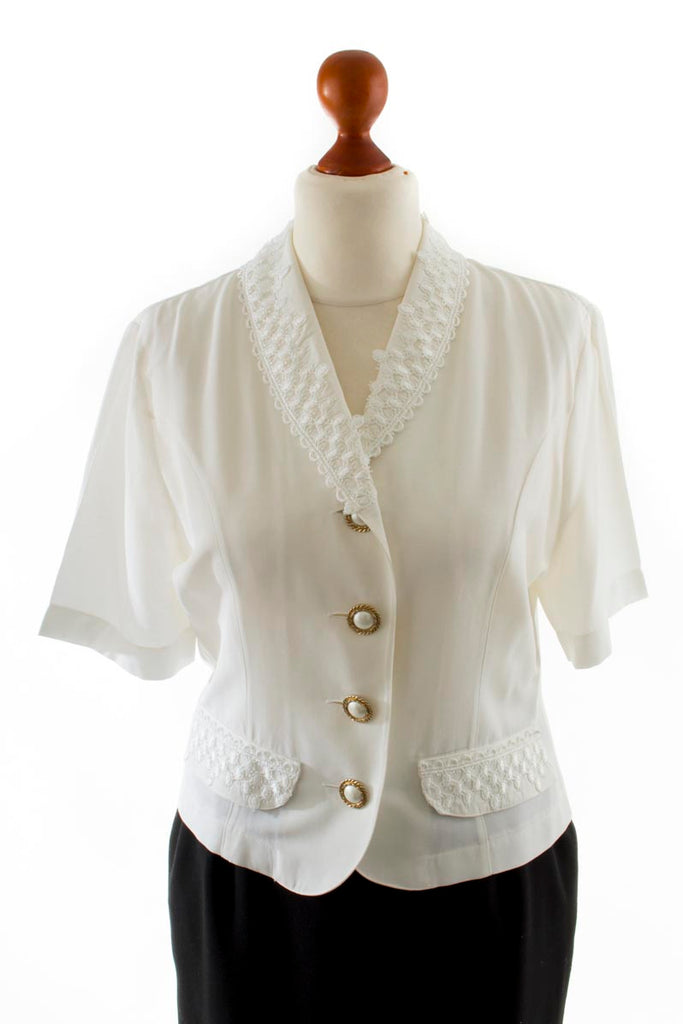 Vintage Blusenjacke kurz weiß