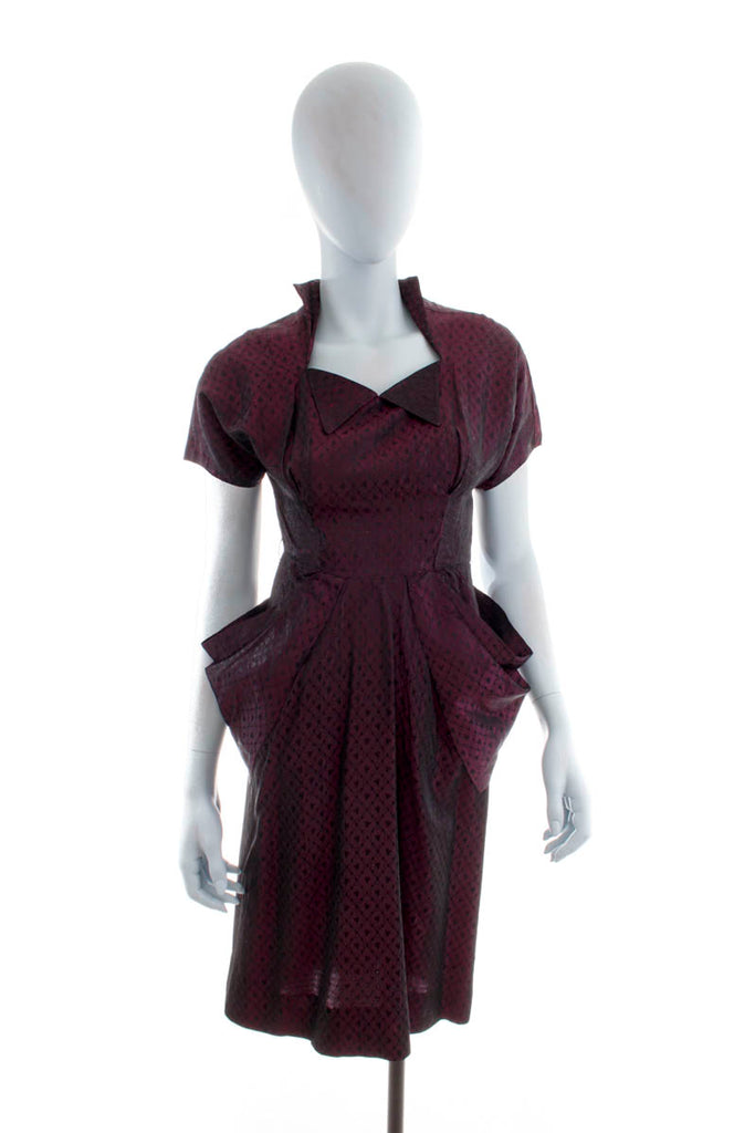 40er Jahre Taftkleid Brokat