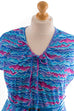 Vintage Sommerkleid blau pink Plissee 70er 80er blau Boho bunt Disco Frau L 44-46 Rockabilly vintageberlin.de