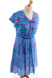 Vintage Sommerkleid blau pink Plissee 70er 80er blau Boho bunt Disco Frau L 44-46 Rockabilly vintageberlin.de
