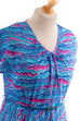 Vintage Sommerkleid blau pink Plissee 70er 80er blau Boho bunt Disco Frau L 44-46 Rockabilly vintageberlin.de