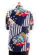 Vintage Bluse maritim Viskose 90er blau Boho bunt Frau M 40-42 Rockabilly Sekretärin vintageberlin.de