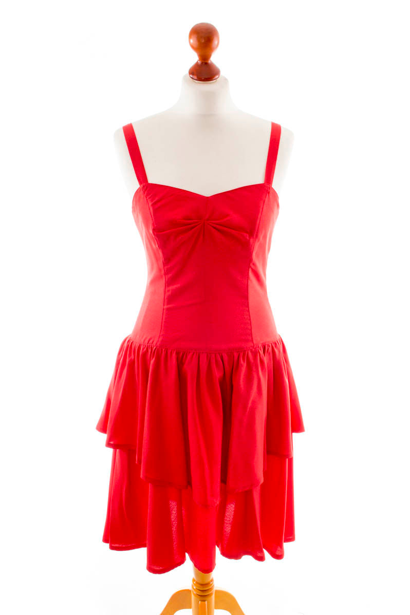 Vintage Sommerkleid rot Viskose