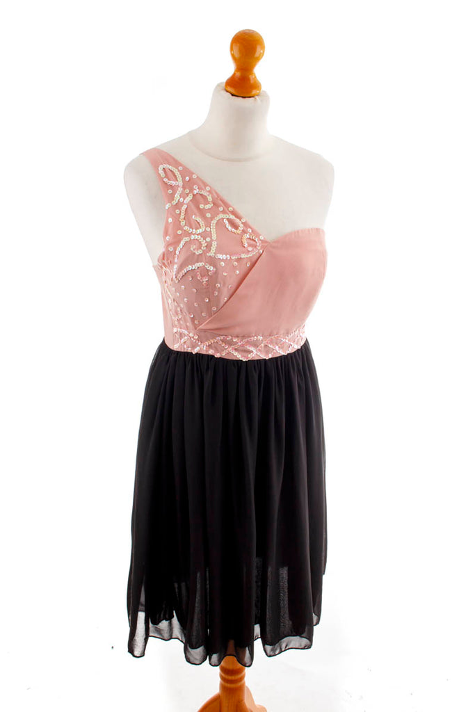 Partykleid kurz schwarz rosa Default Title 90er Abendmode Frau rosa S 36-38 schwarz vintageberlin.de