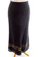 Leinenrock schwarz Muster 90er Frau M 40-42 schwarz vintageberlin.de
