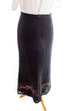 Leinenrock schwarz Muster 90er Frau M 40-42 schwarz vintageberlin.de