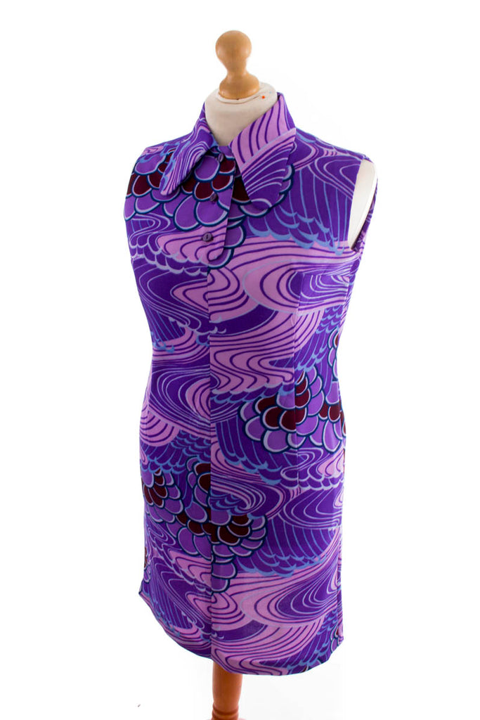 60er Disco Kleid lila Muster