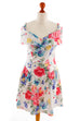 Partykleid weiß bunt Blumen Default Title 90er Abendmode bunt Disco Frau M 40-42 vintageberlin.de