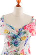 Partykleid weiß bunt Blumen 90er Abendmode bunt Disco Frau M 40-42 vintageberlin.de