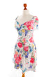 Partykleid weiß bunt Blumen 90er Abendmode bunt Disco Frau M 40-42 vintageberlin.de
