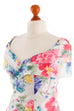 Partykleid weiß bunt Blumen 90er Abendmode bunt Disco Frau M 40-42 vintageberlin.de