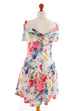 Partykleid weiß bunt Blumen 90er Abendmode bunt Disco Frau M 40-42 vintageberlin.de