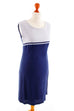 Etuikleid blau maritim 60er 70er blau Frau M 40-42 Rockabilly Sekretärin vintageberlin.de