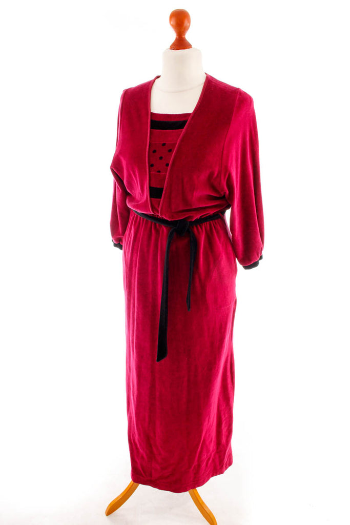 Vintage Hauskleid weinrot Nicki Default Title 70er Boho Frau Hippie M 40-42 Rockabilly rot vintageberlin.de
