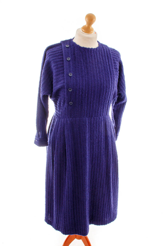 50er Jahre Wollkleid dunkelblau Default Title 40er 50er blau Frau L 44-46 real-rockabilly Rockabilly Special vintageberlin.de