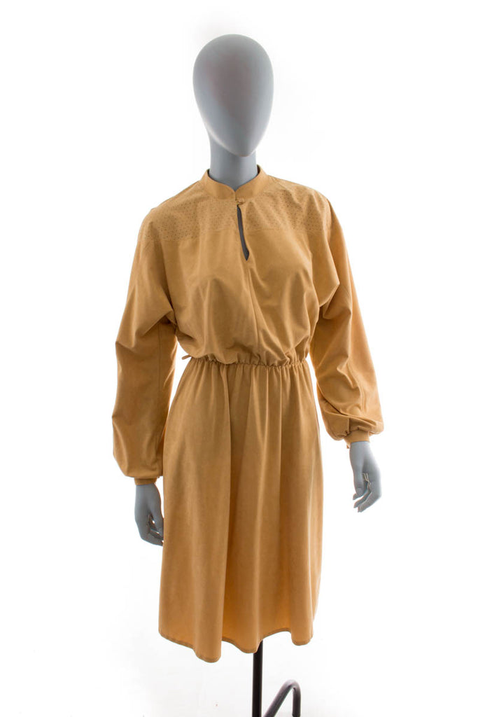 80er Fledermauskleid beige