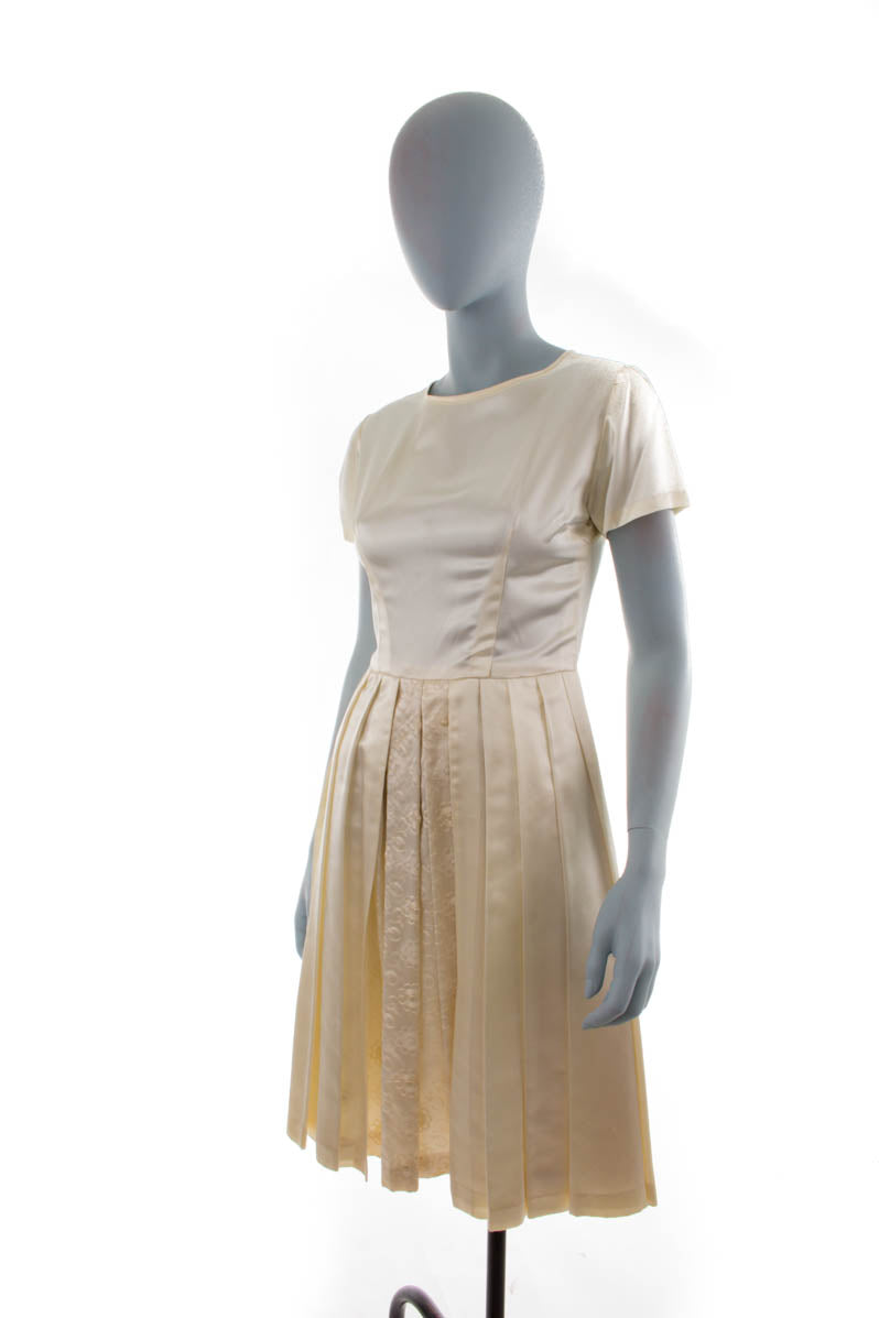 50s Brautkleid creme Satin