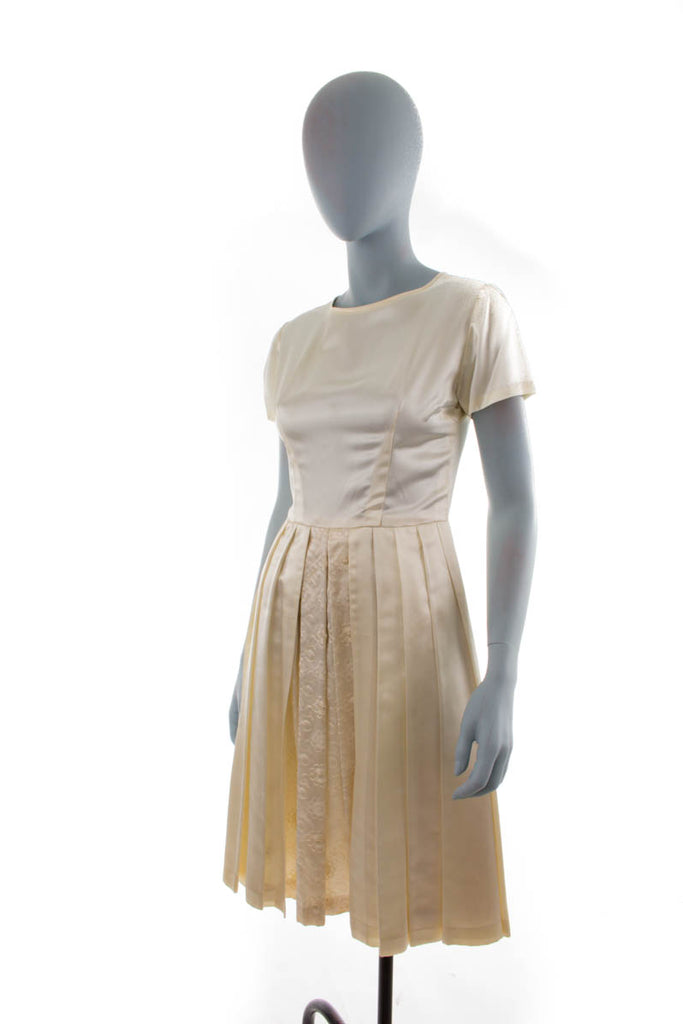 50s Brautkleid creme Satin Default Title 50er 60er beige Frau Hochzeit real-rockabilly Rockabilly Special weiß XS 32-34 vintageberlin.de