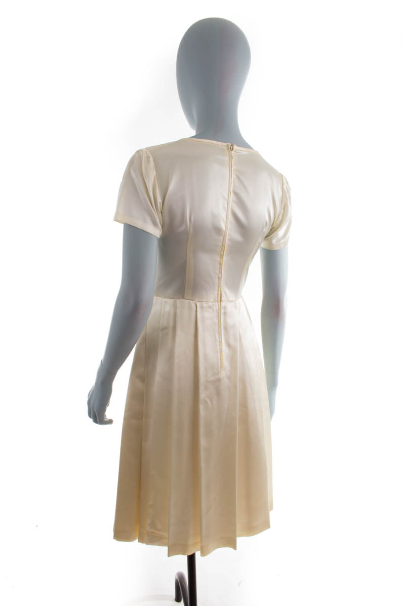 50s Brautkleid creme Satin