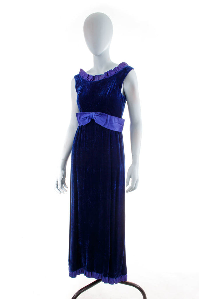 60s Abendkleid lang blau Samt Default Title 50er 60er Abendmode blau Frau S 36-38 Schlager Special vintageberlin.de