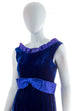 60s Abendkleid lang blau Samt 50er 60er Abendmode blau Frau S 36-38 Schlager Special vintageberlin.de