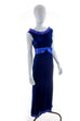 60s Abendkleid lang blau Samt 50er 60er Abendmode blau Frau S 36-38 Schlager Special vintageberlin.de