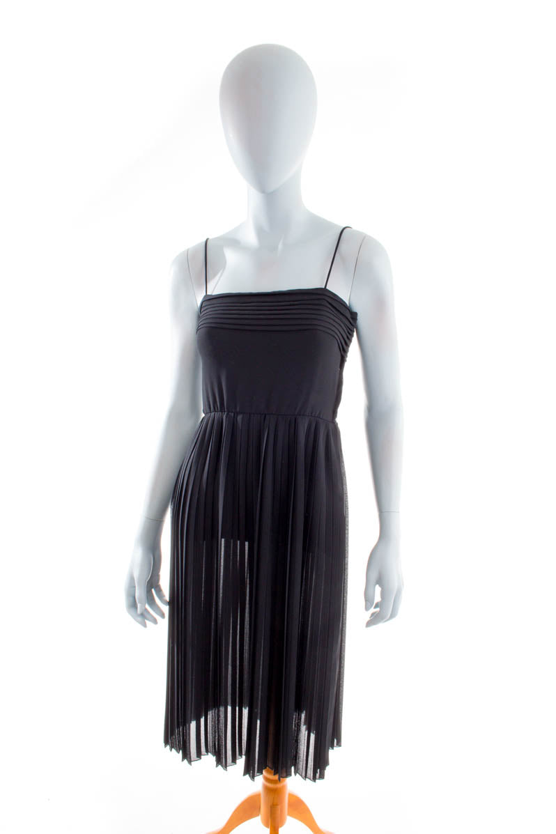 50er Jahre Abendkleid schwarz Plissee