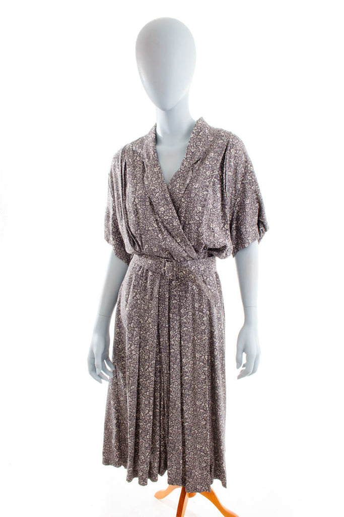 Vintage Sommerkleid grau Blümchen Default Title 80er 90er Boho Frau grau M 40-42 Rockabilly vintageberlin.de