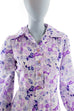 70er Kleid lila Blumen Plissee