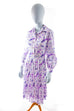 70er Kleid lila Blumen Plissee
