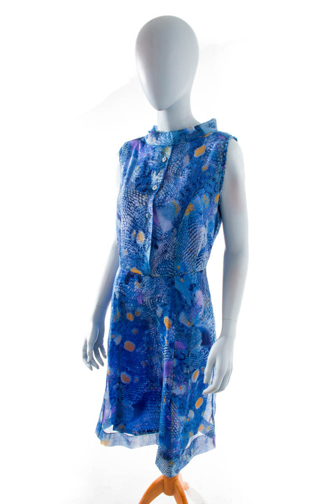 extravagantes Chiffonkleid blau Default Title 60er 70er blau Disco Frau L 44-46 M 40-42 Mod Rockabilly vintageberlin.de