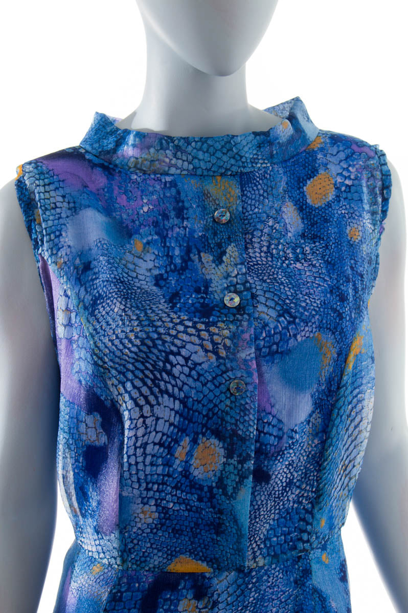 extravagantes Chiffonkleid blau