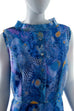 extravagantes Chiffonkleid blau 60er 70er blau Disco Frau L 44-46 M 40-42 Mod Rockabilly vintageberlin.de