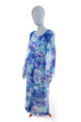 Vintage Schlager Kleid blau Chiffon 70er Abendmode blau Boho Frau Hippie M 40-42 Schlager weiß vintageberlin.de