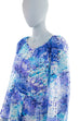 Vintage Schlager Kleid blau Chiffon 70er Abendmode blau Boho Frau Hippie M 40-42 Schlager weiß vintageberlin.de
