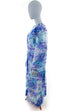 Vintage Schlager Kleid blau Chiffon 70er Abendmode blau Boho Frau Hippie M 40-42 Schlager weiß vintageberlin.de