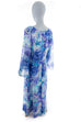 Vintage Schlager Kleid blau Chiffon 70er Abendmode blau Boho Frau Hippie M 40-42 Schlager weiß vintageberlin.de