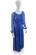 70er Abendkleid lang blau Glitzer