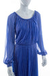 70er Abendkleid lang blau Glitzer