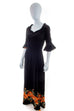 Vintage Boho Abendkleid schwarz Samt