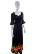 Vintage Boho Abendkleid schwarz Samt 70er Abendmode Boho Frau Hippie S 36-38 Schlager schwarz Special vintageberlin.de