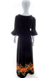 Vintage Boho Abendkleid schwarz Samt 70er Abendmode Boho Frau Hippie S 36-38 Schlager schwarz Special vintageberlin.de