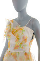 Zartes Cocktailkleid weiß gelb Blumen